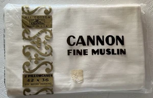 Fundas de almohada vintage Cannon fina muselina blanca 42x36 100 % algodón nuevas selladas - Imagen 1 de 3