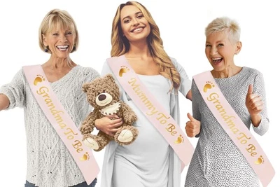 Faja de satén Mummy to be 1, Grandma to be 2 oro rosa, Baby Shower Foto 1 de 4