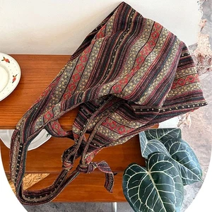 Lady Shoulder Handbag Striped Large Capacity Tote Bag Women's Portable Bag Brown - Picture 1 of 13