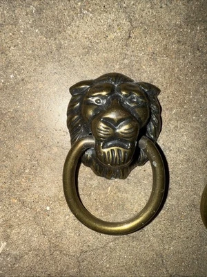 Vtg Amerock Lion Head Cabinet Ring Pulls Brass BP888-A2 set of 12 Foto 1 de 4