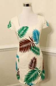NEW Tibi Women’s Palm Leaf Print Tunic Top Sz 4 Cap Sleeve Side Pockets - Picture 1 of 9