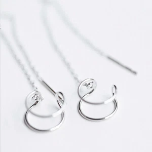 Pendiente colgante minimalista de plata esterlina línea colgante de hilo A1268 - Imagen 1 de 8