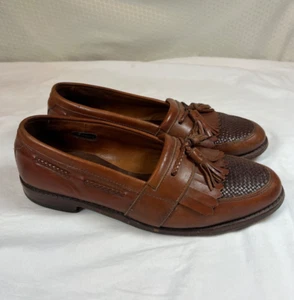 Mocassino Allen Edmonds Cody uomo 10 E USA marrone nappa scarpe eleganti tessuto pelle - Foto 1 di 17