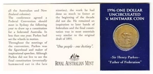 1996 Australia Sir Henry Parkes $1 Coin - Adelaide 'A' Mintmark - Picture 1 of 1