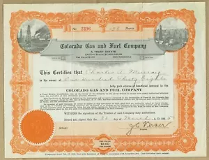 1925 COLORADO GAS AND FUEL COMPANY, DENVER CO. STOCK CERTIFICATE - Picture 1 of 2