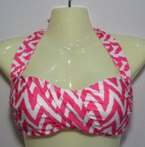 Antonio Melani Size Large MOLDED SOFT CUPS Warm Pink Chevron New Bikini Top - Picture 1 of 15
