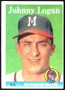 1958 TOPPS #110 JOHNNY LOGAN MILWAUKEE BRAVES SET BREAK NO CREASES EXMT+ - Picture 1 of 2
