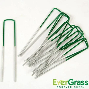 Artificial Grass U Pins Half Green Metal Galvanised Pegs Staples Weed Astro Turf - Picture 1 of 3