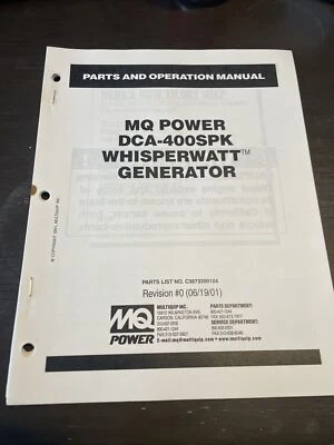 MQ Power DCA-400SPK Multiquip Generator Operation Book Parts Manual Service Shop - Image 1 of 4