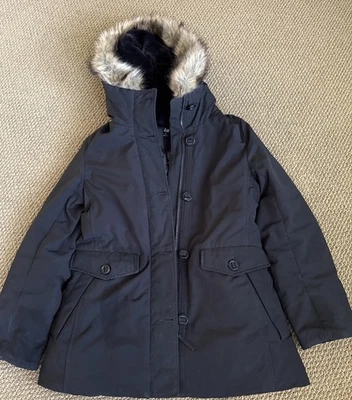 Uniqlo Ultra Warm Hybrid Down Coat Fur Hood Sz XS Black Puffer Essential - Image 1 of 4