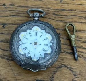 1880’s Ornate Silver Hallmarked .935 Bears Ladies Pocket Watch With Key Working - Picture 1 of 6