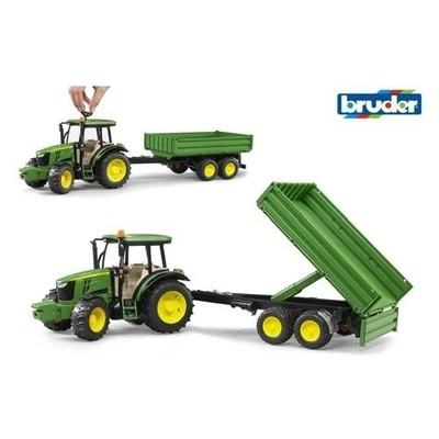 Mezzo agricolo Bruder JOHN DEERE Trattore con Rimorchio, modello 02108, per - Immagine 1 di 2