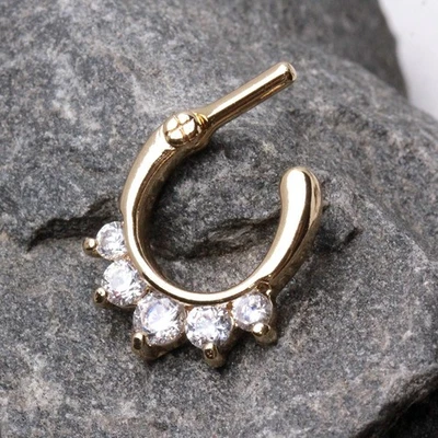 Gold Plated Gemmed Princess Septum Clicker - Image 1 of 3