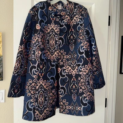 Chicos size 3 elegant Jacquard LS jacket multi blue new with tags - Image 1 of 4