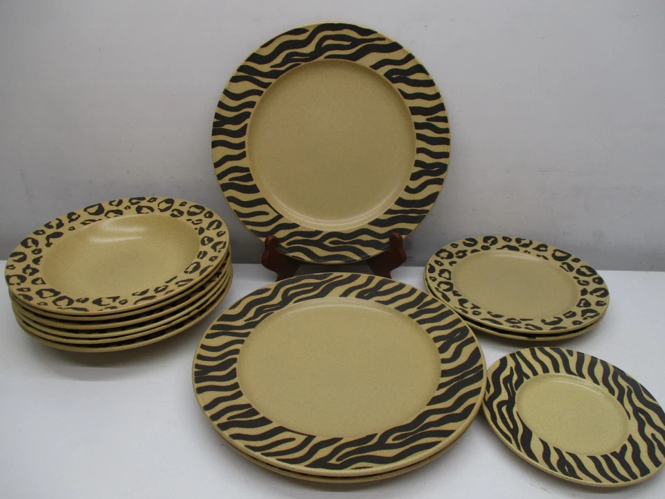 MIKASA "JUNGLE CHARM" (12pcs)  3 Dinner Plates-6 Soup-1 Saucer-2 Salad  Malaysia - Image 1 of 4