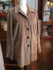 Chadwicks Corduroy Jacket Collared Button Pockets Cuff Sleeve Beige Women's Sz M - Picture 1 of 9