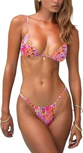 OWICA - Women's Sexy Triangle Bikini Sets Cheeky Thong Swimsuit Size S - Picture 1 of 7