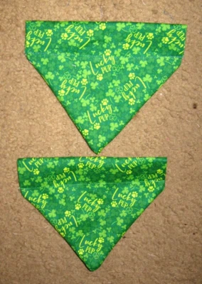 St Patrick "Lucky Pup" Shamrocks and Paw Prints Dog Bandana - 5 sizes XS-XL - Image 1 of 2