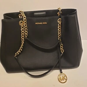 Michael Kors Susannah Geldbörse EUC schwarz mit goldenen Ketten 38T9XAHT7L - Bild 1 von 6