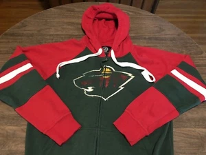 Sudadera con capucha Minnesota Wild NHL verde y rojo a rayas mediana con cremallera - Imagen 1 de 11