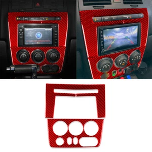 Panel de interruptor de CD de control central de fibra de carbono rojo 2 piezas para Hummer H3 2006-10 - Imagen 1 de 15