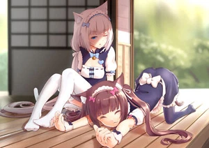 Anime girls nekopara vanilla chocolat long hair brunette Playmat Game Mat Desk - Picture 1 of 1