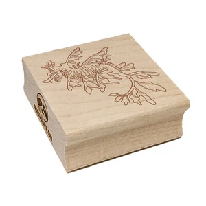 Eleganter Blatt Seedrache Seepferdchen Quadrat Gummistempel zum Stempeln Basteln - Bild 1 von 9