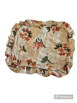 Almohada con cordón con volantes estampado hawaiano tropical croscill vintage (1)  Foto 1 de 4