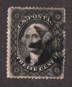 1857 US SC 36 12c George Washington in Black - Used with Fancy Star Cancel F/VF - Picture 1 of 3