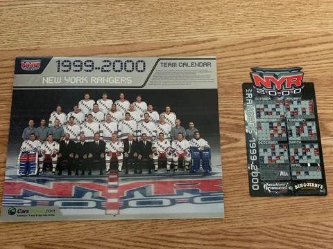 1999 2000 NEW YORK RANGERS TEAM CALENDAR MAGNETIC SCHEDULE RICHTER GRAVES LEETCH Cover