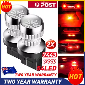 (PAIR) LED W21/5W T20 7443 6000K Red Bulb Globe Brake Stop Tail Red Turn Signal - Picture 1 of 10