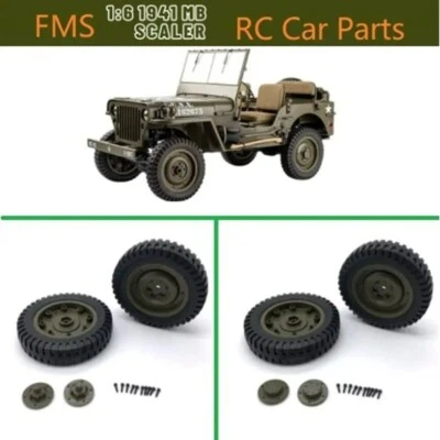 FMS 1/6 1941 MB Scaler Diecast Model RC Military Truck Front & Rear 2 Wheel Set - Image 1 of 4