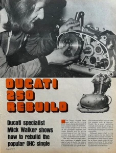 DUCATI 250 MONOMOTOR RECONSTRUIDO ORIGINAL 1974 ARTÍCULO DE 3 PÁGINAS - Imagen 1 de 3