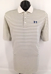 UNDER ARMOUR Loose Heat Gear Mens Striped Multicolor Polo Golf Shirt Tag Size L - Picture 1 of 8