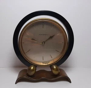 Antica Sveglia FONTENOJ Orologio Tavolo Ottone Vintage Raro anni 40 Da Riparare - Foto 1 di 12