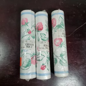 Lot Of 3 York Wallcoverings Strawberry Flowers Wallpaper Border Rolls - Picture 1 of 11