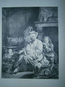 Planche gravure Le silence ou ne l'éveille pas d'après Greuze - Picture 1 of 1