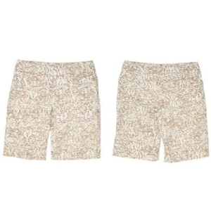Tyler Boe Shorts Mid Rise Bermuda Walking Cotton Blend Swirl Crackle Tan Sz 4 - Picture 1 of 12