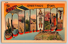Vintage Postcard Greetings from the Southwest Large Letter Linen Hopi Doll