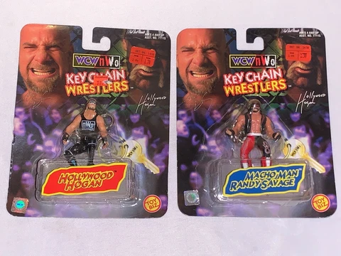 WCW NWO HOLLYWOOD HOGAN & MACHO MAN ELECTRONIC TALKING KEYCHAIN WRESTLERS NEW! Cover