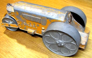 1950er Hubley #480 Kiddie Spielzeug Metall orange Diesel Dampfwalze Bau Spielzeug - Bild 1 von 10