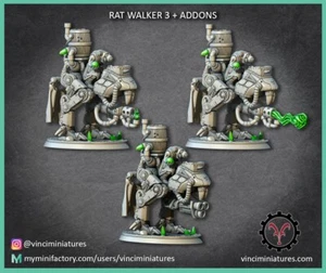 Rat-Men Walkers V3 (x3)/TTRPG/Wargaming/Dungeons and Dragons/Mordheim/3DPrinted - Foto 1 di 7