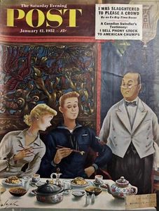 1952 Constantin Alajalov Saturday Evening Post Use Chopsticks Cover Only - Imagen 1 de 1