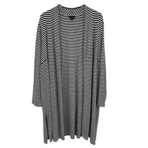 Cárdigan largo plumero Jill Wearever talla 2X blanco y negro a rayas frente abierto - Imagen 1 de 9