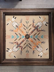 Vintage NAVAJO Sandgemälde signiert vom Künstler Robert Curt - Bild 1 von 3