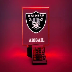 Personalized LED 16 Colors Light Up Stand Las Vegas Raiders Football w/Remote - Picture 1 of 7