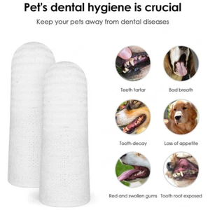2PCS Pets Teeth Oral Cleaning Tool Kitten Dental Care Fabric Dog Finger Cover - Picture 1 of 14