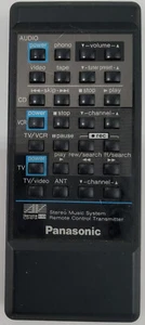 Panasonic EUR64595 Stereo Music System Remote Control Transmitter Black Tested - Picture 1 of 4