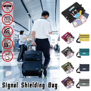 Portafoglio da viaggio con blocco RFID porta passaporto porta carte custodia con cerniera - Foto 1 di 21