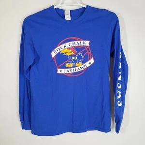 Unisex Medium Gildan Long Sleeve T-shirt KU Rock Chalk Jayhawks Basketball - Picture 1 of 9